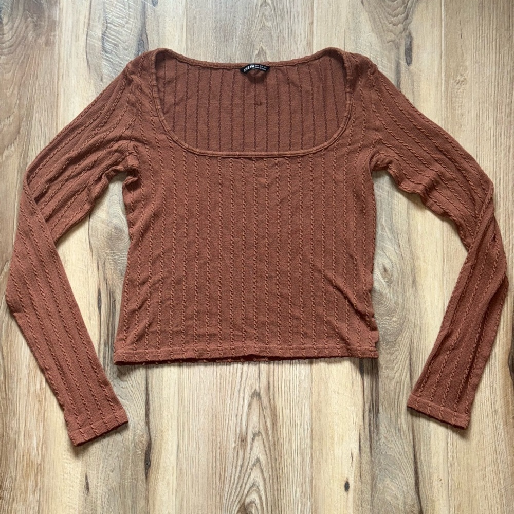 SHEIN Terracotta Textured Knit Top